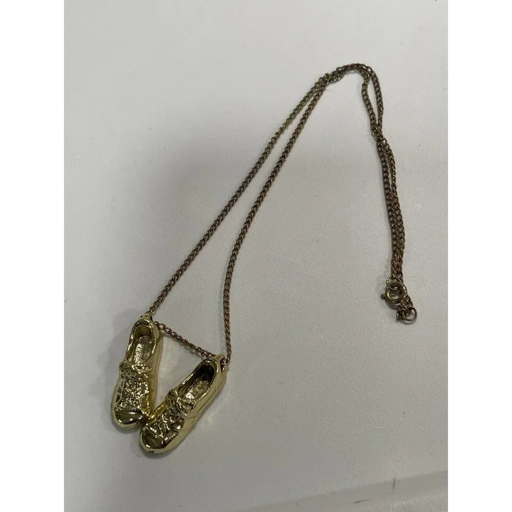 Vintage Necklace Shoes Gold Colored J33